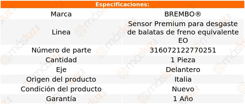 1.sensor Para Balatas Delantera Maybach S650 18/20 Brembo Foto 2