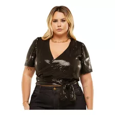 Cropped De Paête Com Amarração Transpassada Plus Size