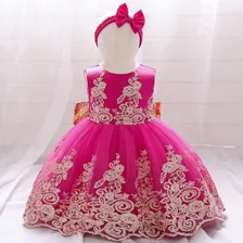 Vestido De Beba Mini-mi Modelo Sabrina Fucsia