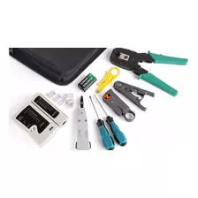 Kit Crimpiadora Tester Rj45 Pela Cable Estuche Etc. 11 En 1