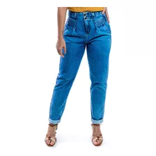 Calça Jeans Feminina Slouchy Cintura Alta Sem Lycra Luxo 756