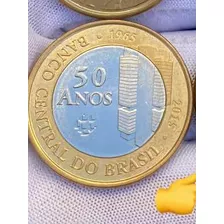 Moneda De Un Real Con El Logo De Aniversario De 50 Años