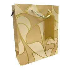 Sacola Pap P/ Presente 18x23x10 Cm Texturizada Gold Yangzi