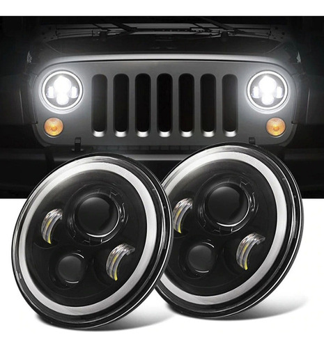 A Una Faros Ojo ngel Led Jeep Jk Wrangler 7 Tj Cj5 Cj7 Foto 5