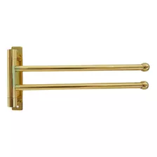 Porta Toalha Toalheiro Articulado C/ 2 Barras 40cm Dourado