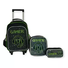 Kit Mochila De Carrinho Escolar Game Infantil Grande Alto Re