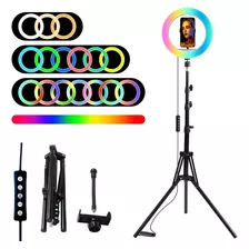 Aro De Luz Led Regulable 26cm Rgb Móvil, Cámaras + Trípode