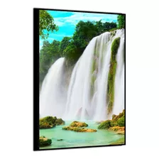 Quadro Decorativo Sala Cachoeira Agua Cristal Luxo Moldura