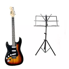 Kit Guitarra Land Canhoto Sunburst L-g1+estante De Partitura