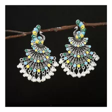 Pendientes Vintage Bohemios Grandes De Pavo Real For Mujer,