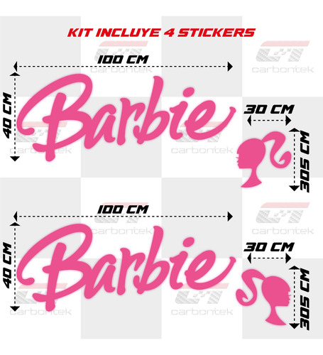 Sticker Calcomana Vinil Kit Barbie 100cm Mueca Silueta Foto 3