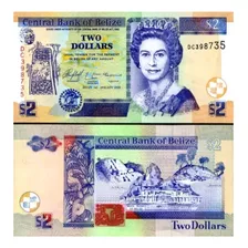 Cédula Fe Estrangeira 2 Dólares 2017 Belize Rainha 