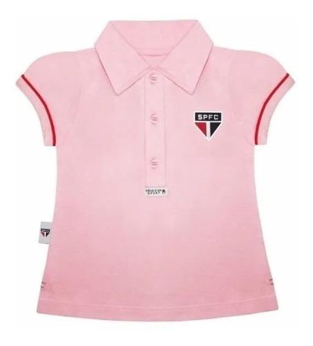 Camisa São Paulo Infantil Polo Feminina Rosa Oficial Revedor