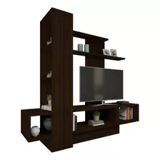 Rack Para Tv Estantes Modular Living Mueble - La Tentación Color Marrón Oscuro