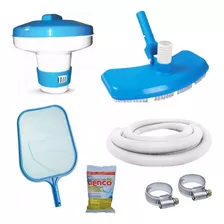 Kit Limpeza Piscina Mangueira 4m Aspirador Peneira Cloro