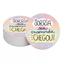 40 Adesivos 3cm Loja Empresa Sorria Chegou Sua Encomenda