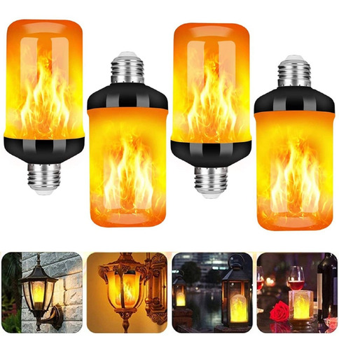 4x Lámparas De Llama Con Efecto De Fuego De Luz Parpadeante