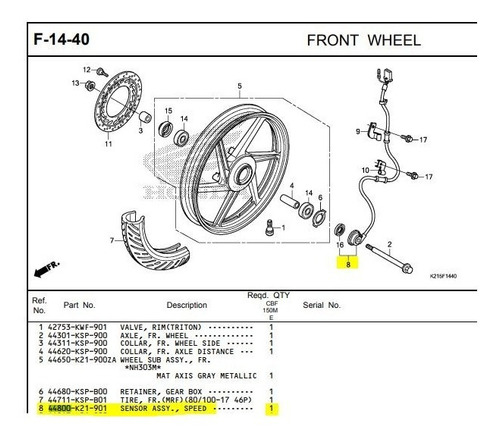 Foto de Sensor  De Velocmetro Original Honda Invicta 