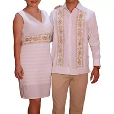 Duo Guayabera Y Vestido Calabaza Hueso, Incluye Las 2 Piezas