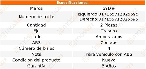 2- Mazas Traseras C/abs Para Hyundai Grand I10 2015/2022 Syd Foto 2