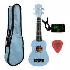 Ukulele Azul Seven Soprano Suk-07 Lb C/ Capa E Afinador Cor Azul-celeste