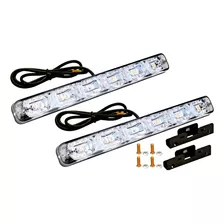 Lampara 6 Led Drl Rigida Diurna Blanca & Giro Secuencial 12v