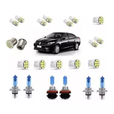 Kit Lampada Super Branca Renault Fluence Farol + Milha + Led