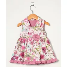 Vestido Infantil Menina Bebe Rosê Floral