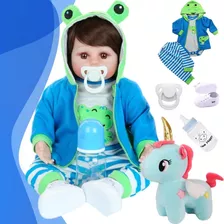 Bebê Reborn Menino Corpo De Silicone Com Girafinha Pelúcia