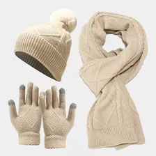 Conjunto De Guantes, Bufanda, Gorro De Punto, Manoplas