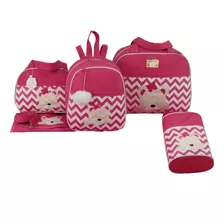 Kit Bolsa Maternidade 5 Pçs Chevron Rosa