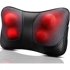 Almohada Masajeador Con Calor 4 Nodos Giratorios Negro