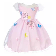 Vestido Luxo Jardim Encantado Rosa Borboletas 1 A 3 Anos