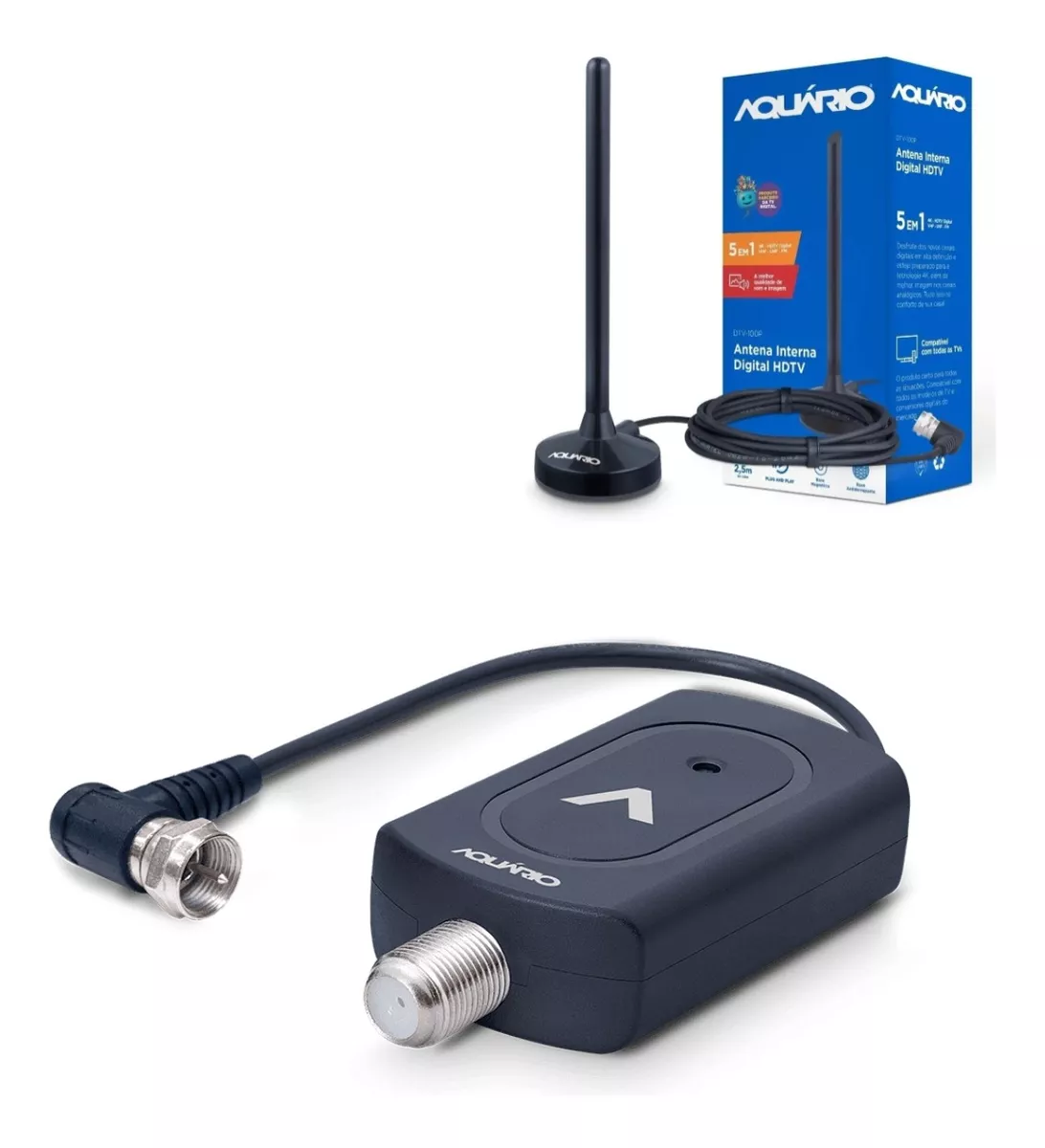 Kit Antena Digital Dtv100p + Amplificador De Sinal Aquario
