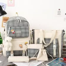 Mochila Escolar Kit Escolar 5 Pz Diseño Coreano