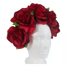 Diadema Corona Catrina Frida Kahlo Disfraz Flores Roja/hojas