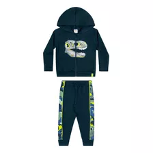 Conjunto Infantil De Moletom Elian Dino Com Capuz 4/8 Anos