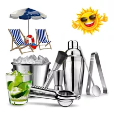 Combo Inox Coqueteleira 750ml (balde De Gelo, Dosador Etc)