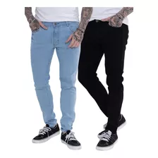 Kit 2 Calças Jeans Masculina Skinny Street Lavagem Média 