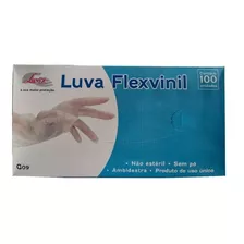 Luva De Flexvinil Transparente Sem Pó Descartável 100 Un 