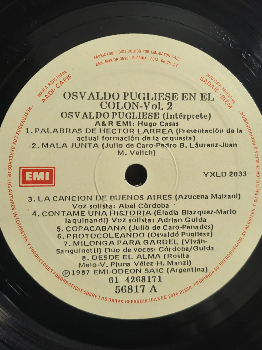 OSVALDO PUGLIESE - En El Teatro Colon De Buenos Aires 1 y 2 - vinilo 1987