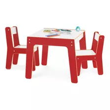 Mesa Mesinha Infantil C/ 2 Cadeiras Madeira Vermelho Junges