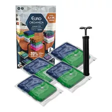 Kit 4 Saco Vácuo Organizador Compactador Euro Home + Bomba