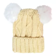 Gorro De Lana Tejido - Dos Pompones - Colores