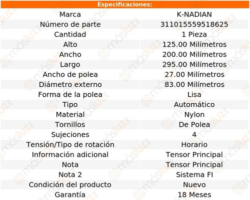 Tensor Accesorios Pontiac Grand Prix V6 3.8l 99/02 K-nadian Foto 3