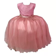 Vestido Infantil Rose C/ Strass Pérolas Formatura Damas