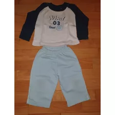 Conjunto Remera Manga Larga Pantalon Jogging Celeste Bebé 2