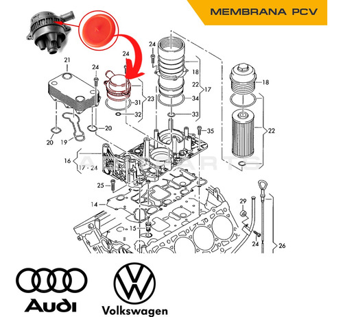 Membrana Valvula Pcv Volkswagen Touareg 3.0 V6 Tdi Foto 4