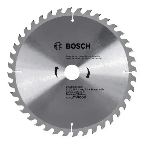 Hoja Disco Sierra Circular Bosch 254mm 40d Para Madera Color Plateado