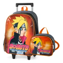 Kit Mochila Escolar Infantil Rodinhas Boruto Naruto Original